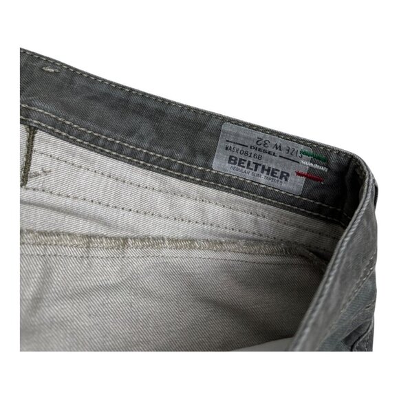 DIESEL BELTHER Green Made in Italy Designer Slim Straight Denim Pant Jeans 32x32 - Picture 4 of 9